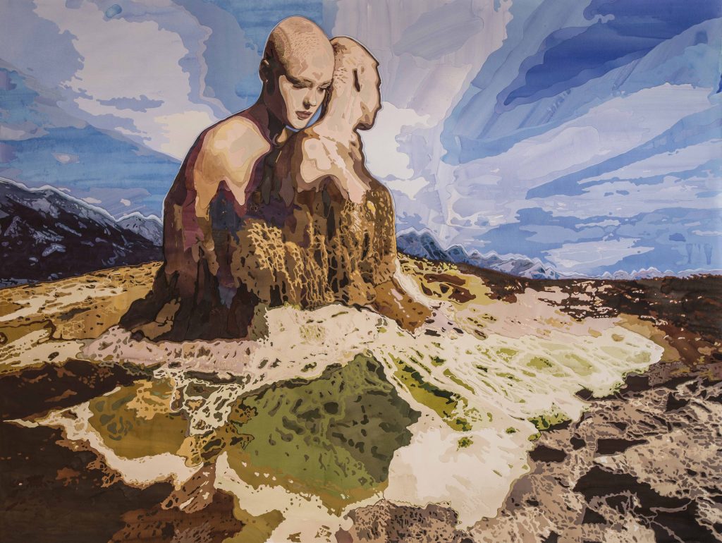 Halil Vurucuoğlu - 'Self&Ego', 2015, Elle kağıt kesme üzerine suluboya, 140x185 cm